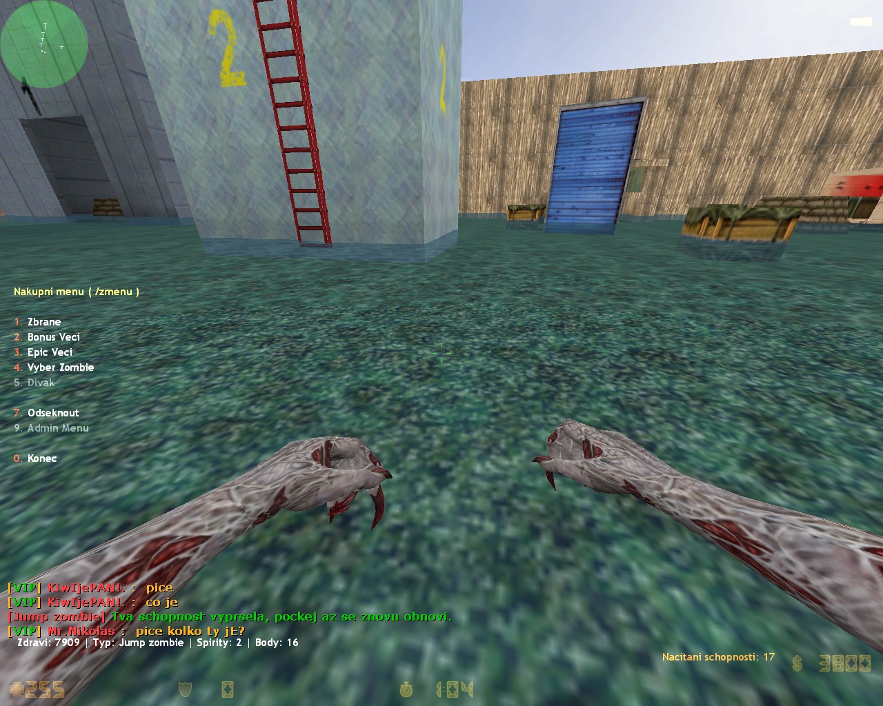 Jump Zombie v akcii pri rebríku