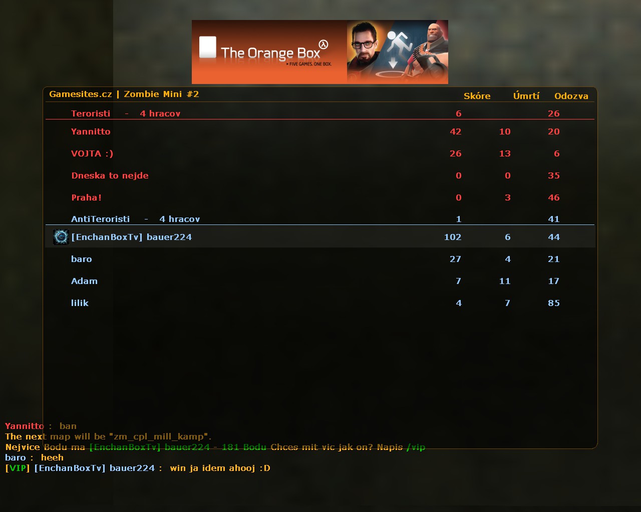 Scoreboard, hlásenie ďalšej mapy